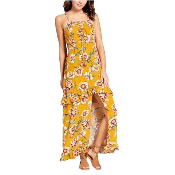 Xhilaration Women Maxi Sundress SZ S Floral Ruffle Tiered Strappy Sleeveless NWT - Picture 1 of 14